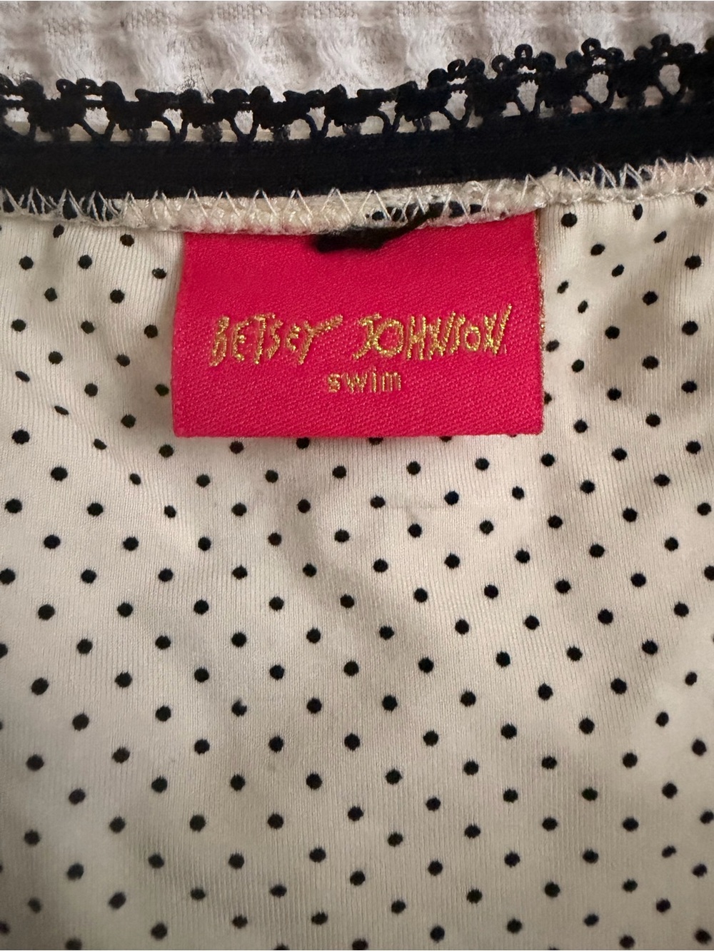 Vintage Betsey Johnson Floral Cutout Mono-kini Swimsuit - Cream, Pink, Black - Picture 2 of 4